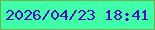 文字の大きさ：2、枠の色：6db04d、背景の色：3efea7、文字の色：520bc1 無料ブログパーツのブログ時計