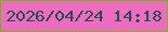 文字の大きさ：4、枠の色：6db910、背景の色：ee6cbf、文字の色：214e4e 無料ブログパーツのブログ時計