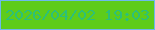 文字の大きさ：4、枠の色：6db9ed、背景の色：5ecc1a、文字の色：2cc078 無料ブログパーツのブログ時計