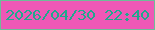 文字の大きさ：1、枠の色：6dbd98、背景の色：ee58b6、文字の色：20a98d 無料ブログパーツのブログ時計
