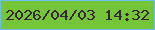 文字の大きさ：3、枠の色：6dbfed、背景の色：74c638、文字の色：392635 無料ブログパーツのブログ時計