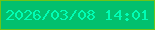 文字の大きさ：2、枠の色：6dc418、背景の色：02c06e、文字の色：00fdb5 無料ブログパーツのブログ時計