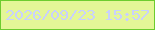 文字の大きさ：2、枠の色：6dcc2f、背景の色：e4f697、文字の色：c8d0fe 無料ブログパーツのブログ時計