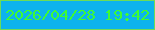 文字の大きさ：1、枠の色：6ddc58、背景の色：0db3ed、文字の色：3efb33 無料ブログパーツのブログ時計