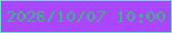 文字の大きさ：5、枠の色：6de1cb、背景の色：aa46fe、文字の色：3ab77d 無料ブログパーツのブログ時計