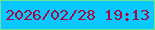 文字の大きさ：1、枠の色：6de495、背景の色：08c9ff、文字の色：a20d3e 無料ブログパーツのブログ時計