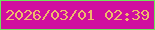 文字の大きさ：2、枠の色：6de55b、背景の色：d00e9f、文字の色：efb96c 無料ブログパーツのブログ時計