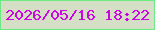 文字の大きさ：1、枠の色：6deb80、背景の色：d5dfc5、文字の色：cb03e1 無料ブログパーツのブログ時計