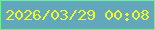 文字の大きさ：2、枠の色：6df293、背景の色：63a7bc、文字の色：f0f82c 無料ブログパーツのブログ時計