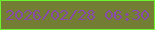 文字の大きさ：2、枠の色：6df431、背景の色：737e34、文字の色：874aa6 無料ブログパーツのブログ時計