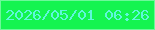 文字の大きさ：1、枠の色：6df89a、背景の色：14f450、文字の色：5ff7db 無料ブログパーツのブログ時計