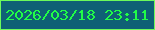 文字の大きさ：2、枠の色：6dfa5b、背景の色：0f6175、文字の色：21fd47 無料ブログパーツのブログ時計