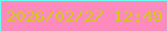 文字の大きさ：2、枠の色：6dfaf1、背景の色：fd8abc、文字の色：cecc16 無料ブログパーツのブログ時計