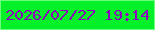 文字の大きさ：1、枠の色：6dff7b、背景の色：04f129、文字の色：8b06ba 無料ブログパーツのブログ時計