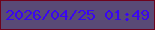 文字の大きさ：3、枠の色：6e031d、背景の色：594a76、文字の色：3a06f1 無料ブログパーツのブログ時計