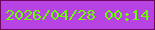 文字の大きさ：5、枠の色：6e055f、背景の色：b743e3、文字の色：69fc00 無料ブログパーツのブログ時計