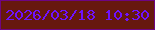 文字の大きさ：2、枠の色：6e0583、背景の色：67180e、文字の色：6f12fd 無料ブログパーツのブログ時計
