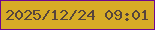 文字の大きさ：3、枠の色：6e0692、背景の色：d7ac27、文字の色：57453c 無料ブログパーツのブログ時計
