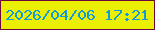 文字の大きさ：2、枠の色：6e073e、背景の色：ebef01、文字の色：129ad9 無料ブログパーツのブログ時計