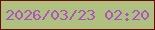 文字の大きさ：5、枠の色：6e080b、背景の色：afc17e、文字の色：af52c0 無料ブログパーツのブログ時計