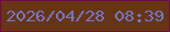 文字の大きさ：4、枠の色：6e084c、背景の色：673414、文字の色：7278c8 無料ブログパーツのブログ時計