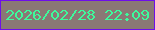 文字の大きさ：5、枠の色：6e0eea、背景の色：8a7875、文字の色：3dfb9c 無料ブログパーツのブログ時計