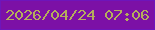 文字の大きさ：5、枠の色：6e15bb、背景の色：7c10a6、文字の色：b5ad5c 無料ブログパーツのブログ時計