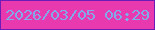 文字の大きさ：1、枠の色：6e1cb7、背景の色：e839af、文字の色：82a9ea 無料ブログパーツのブログ時計