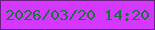 文字の大きさ：3、枠の色：6e1e80、背景の色：d437fe、文字の色：1a723b 無料ブログパーツのブログ時計
