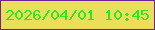 文字の大きさ：3、枠の色：6e2293、背景の色：ebde5b、文字の色：2fe528 無料ブログパーツのブログ時計