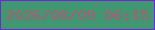 文字の大きさ：1、枠の色：6e28d5、背景の色：409772、文字の色：ab5b77 無料ブログパーツのブログ時計