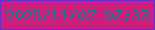 文字の大きさ：4、枠の色：6e2cd0、背景の色：c91f7e、文字の色：157d81 無料ブログパーツのブログ時計