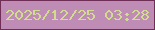 文字の大きさ：1、枠の色：6e2e56、背景の色：bf8cb6、文字の色：d1dc8d 無料ブログパーツのブログ時計