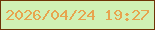 文字の大きさ：2、枠の色：6e3407、背景の色：d0f1b5、文字の色：e7a44e 無料ブログパーツのブログ時計