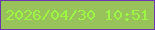 文字の大きさ：4、枠の色：6e36ae、背景の色：98c35b、文字の色：9ef447 無料ブログパーツのブログ時計