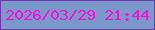 文字の大きさ：4、枠の色：6e36af、背景の色：7a99cb、文字の色：ff0ed7 無料ブログパーツのブログ時計