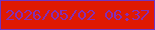 文字の大きさ：4、枠の色：6e36c3、背景の色：e01903、文字の色：852eb5 無料ブログパーツのブログ時計
