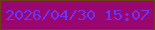 文字の大きさ：1、枠の色：6e4015、背景の色：9a066f、文字の色：6b34f9 無料ブログパーツのブログ時計