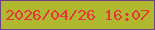 文字の大きさ：5、枠の色：6e4386、背景の色：afb82e、文字の色：e63639 無料ブログパーツのブログ時計