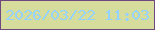 文字の大きさ：5、枠の色：6e487f、背景の色：d6dc9c、文字の色：94d3ff 無料ブログパーツのブログ時計