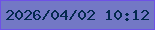 文字の大きさ：5、枠の色：6e51e6、背景の色：7378c5、文字の色：03294e 無料ブログパーツのブログ時計