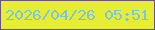 文字の大きさ：3、枠の色：6e527e、背景の色：e6ee33、文字の色：7ec3df 無料ブログパーツのブログ時計