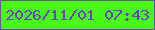 文字の大きさ：1、枠の色：6e539e、背景の色：48fa13、文字の色：713dcb 無料ブログパーツのブログ時計