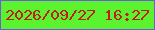 文字の大きさ：3、枠の色：6e5add、背景の色：5bf32d、文字の色：c21d14 無料ブログパーツのブログ時計
