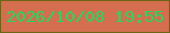文字の大きさ：4、枠の色：6e6615、背景の色：d46e4f、文字の色：21d95f 無料ブログパーツのブログ時計