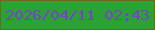 文字の大きさ：2、枠の色：6e681d、背景の色：2ba233、文字の色：7343c8 無料ブログパーツのブログ時計
