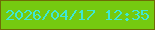 文字の大きさ：2、枠の色：6e6c06、背景の色：75ca10、文字の色：3ee7d5 無料ブログパーツのブログ時計