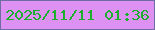 文字の大きさ：4、枠の色：6e6ca3、背景の色：dd91f2、文字の色：1cae2f 無料ブログパーツのブログ時計