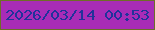 文字の大きさ：2、枠の色：6e6e28、背景の色：a82cb7、文字の色：21329b 無料ブログパーツのブログ時計