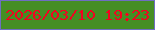 文字の大きさ：4、枠の色：6e6ec2、背景の色：458e24、文字の色：f30320 無料ブログパーツのブログ時計